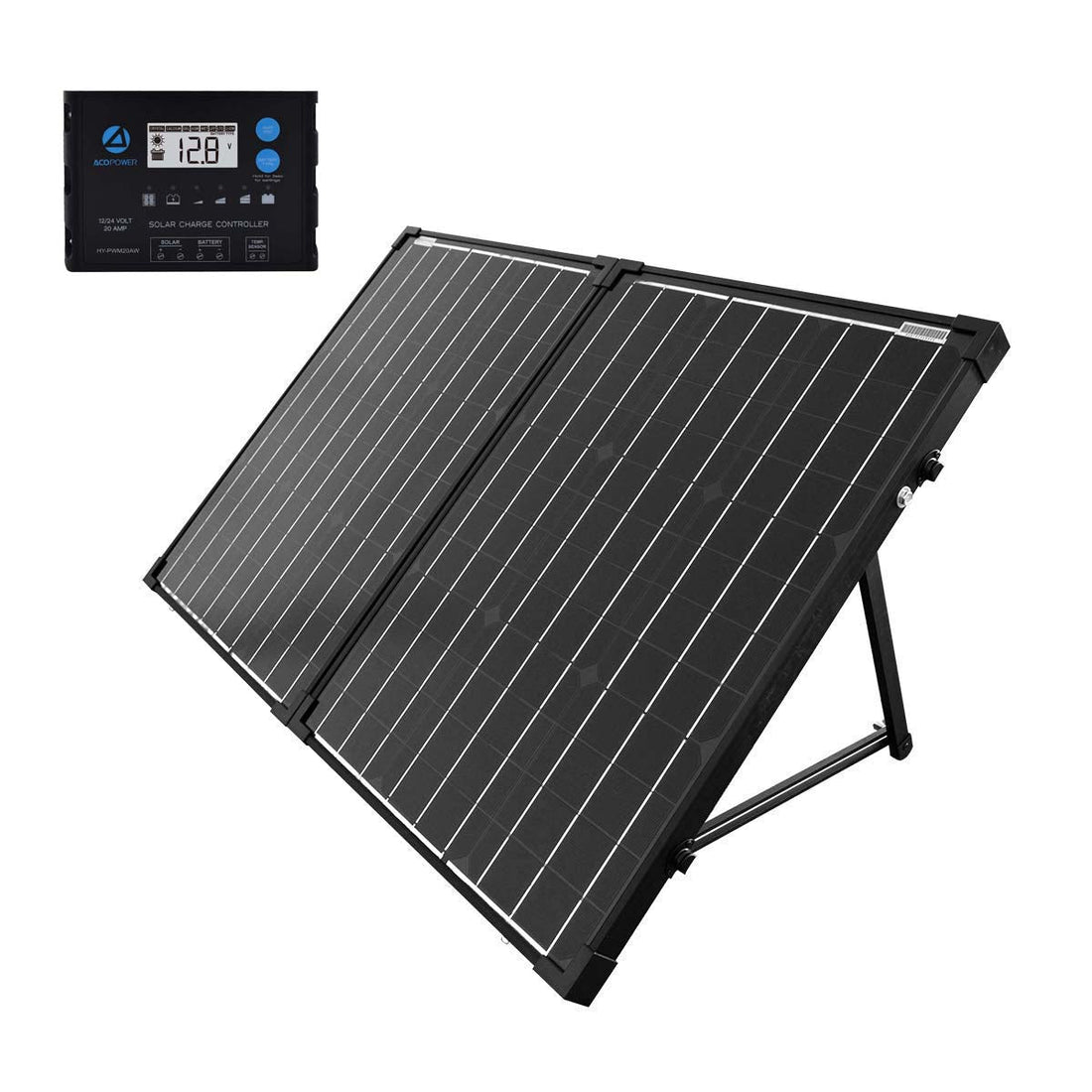 ACOPower Portable Solar Panel Kit - 100W 12V Foldable Mono Suitcase with Waterproof 20A Charge Controller - Power Independence HQ