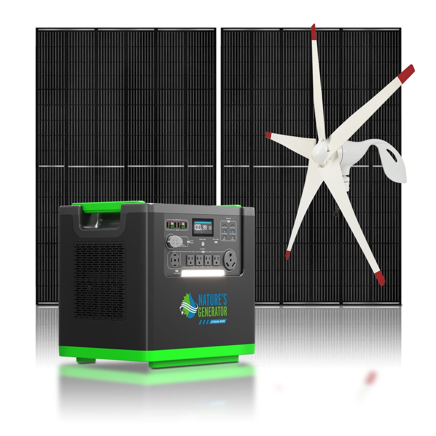 Nature's Generator 6000 Solar Kit with Solar Panels and Wind Turbine - Power Independence HQ